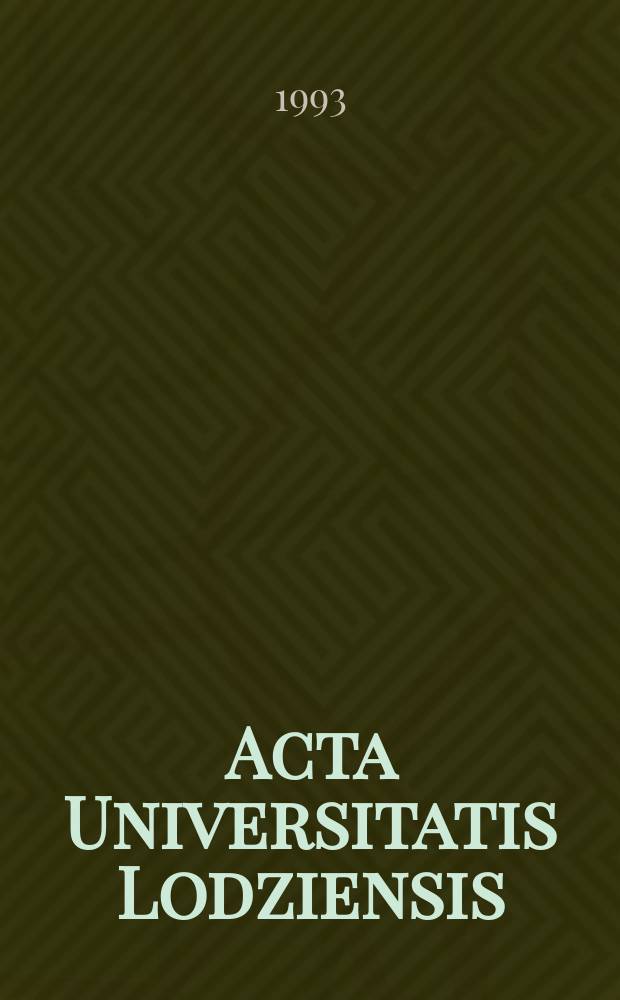 Acta Universitatis Lodziensis : (Rynek pracy i bezrobocie