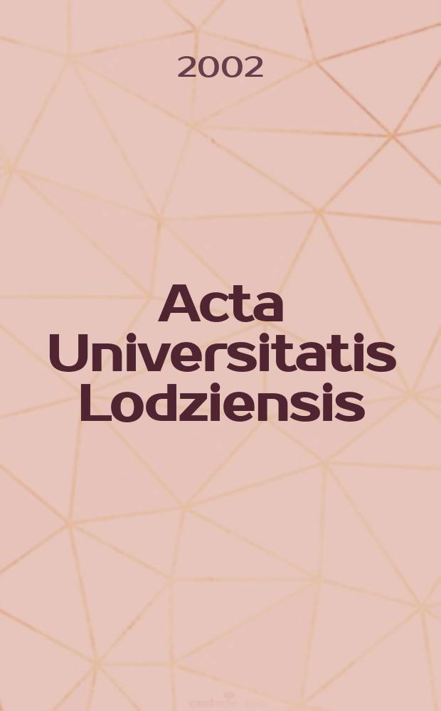 Acta Universitatis Lodziensis : Multivariate statistical analysis