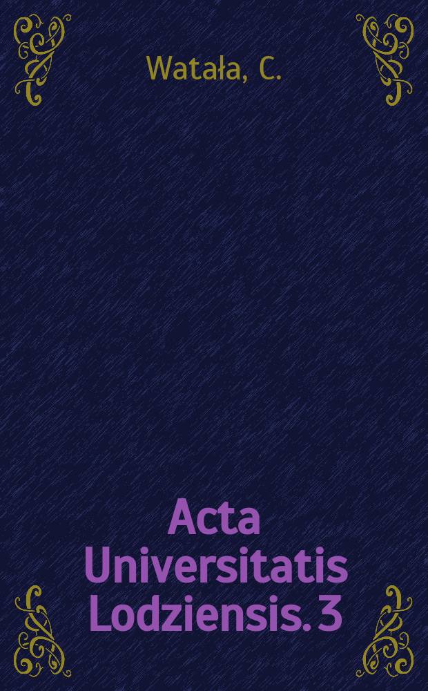 Acta Universitatis Lodziensis. 3 : Przegląd Carabidae Polski