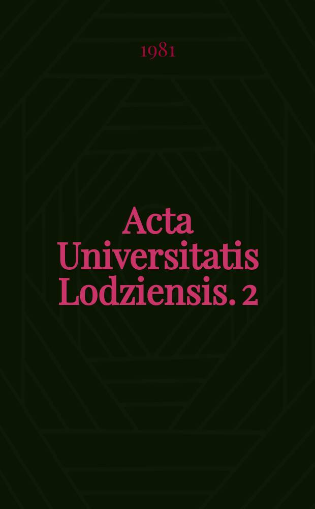 Acta Universitatis Lodziensis. 2 : (Magnetic thin films phenomena
