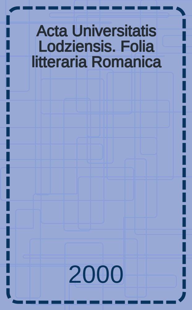 Acta Universitatis Lodziensis. Folia litteraria Romanica