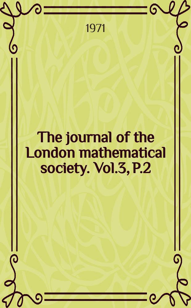 The journal of the London mathematical society. Vol.3, P.2