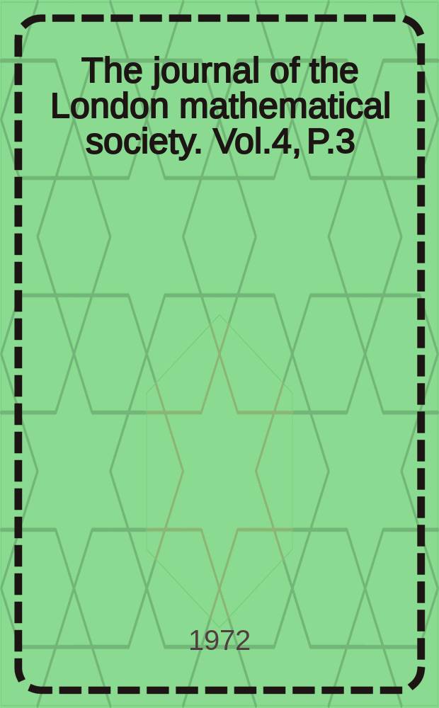 The journal of the London mathematical society. Vol.4, P.3