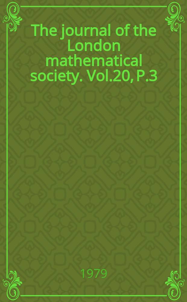 The journal of the London mathematical society. Vol.20, P.3