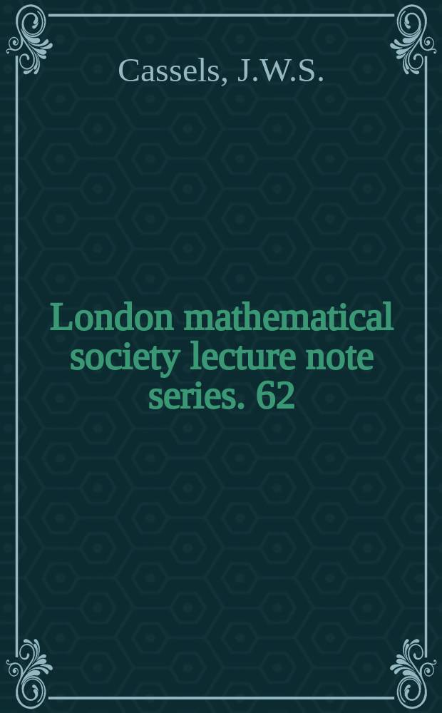 London mathematical society lecture note series. 62 : Ecomics for mathematicians