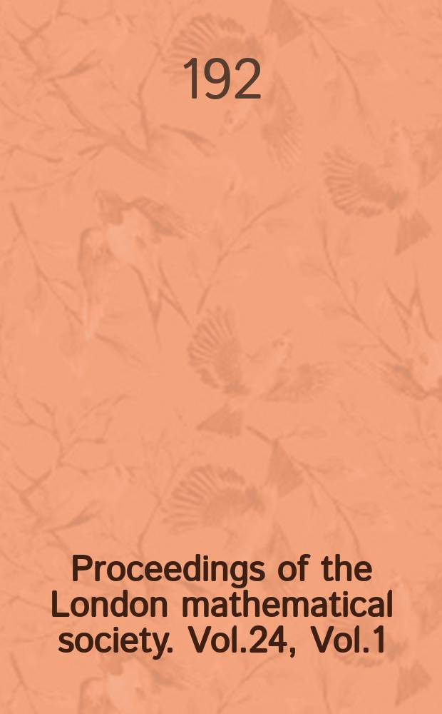 Proceedings of the London mathematical society. Vol.24, Vol.1
