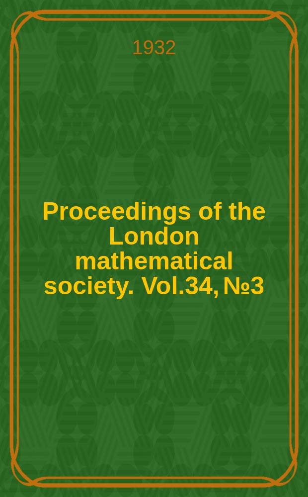 Proceedings of the London mathematical society. Vol.34, №3