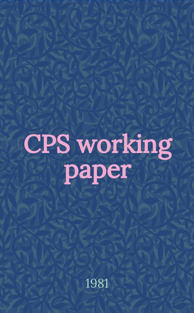 CPS working paper