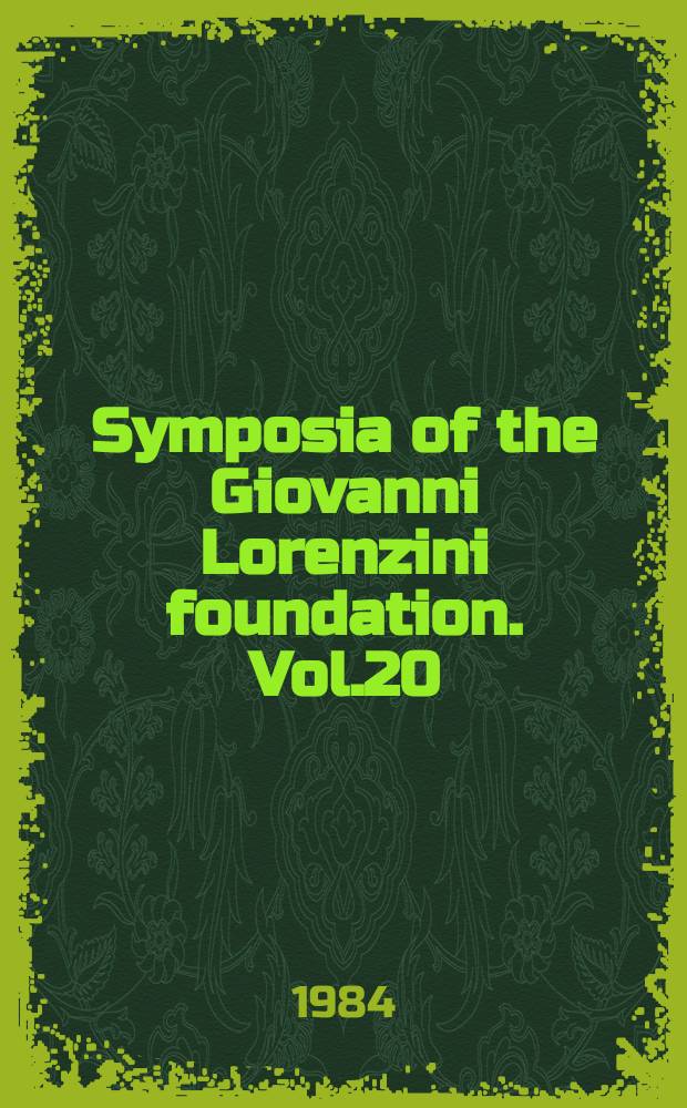 Symposia of the Giovanni Lorenzini foundation. Vol.20 : Developmental neuroscience