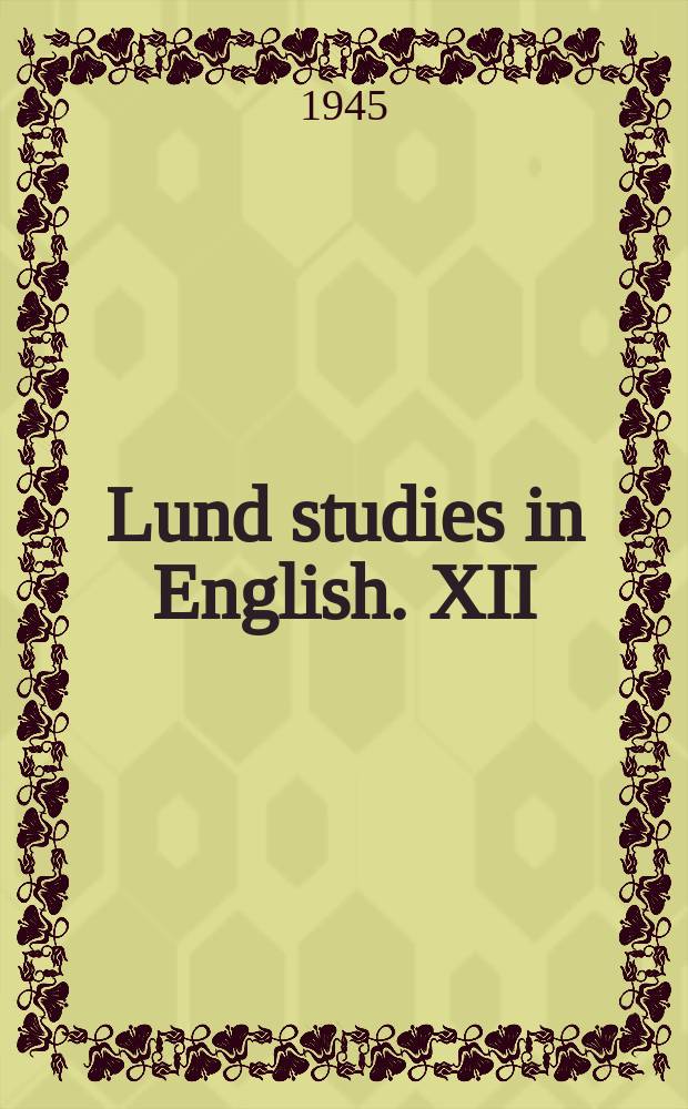 Lund studies in English. XII : The Syncope of the old English-present endings