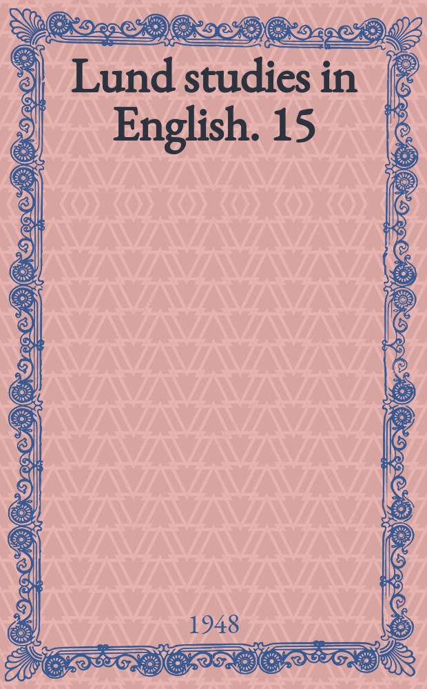 Lund studies in English. 15 : The verb "to be" in middle English