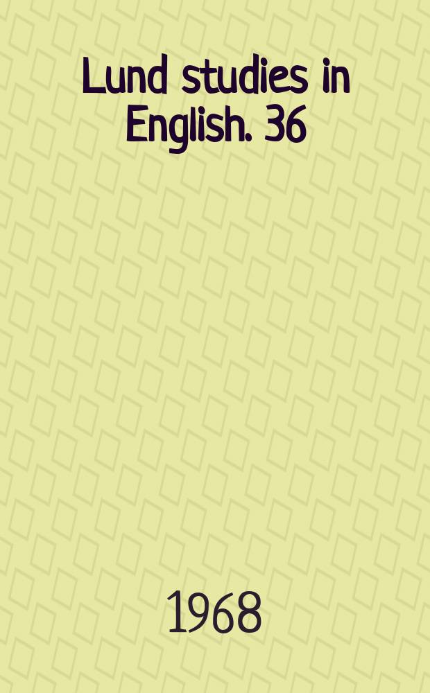 Lund studies in English. 36 : The Middle English Genesis and Exodus