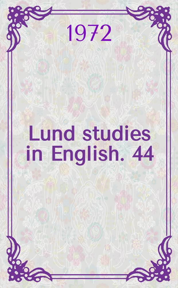 Lund studies in English. 44 : Friar Bacon and friar Bungay