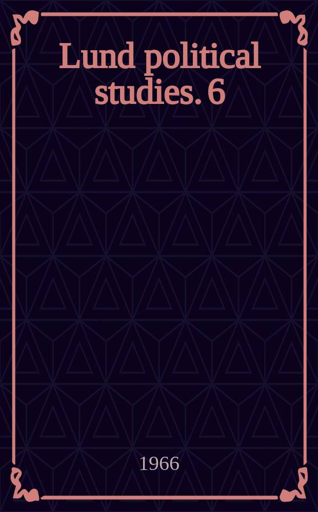 Lund political studies. 6 : Motororganisationer i Sverige