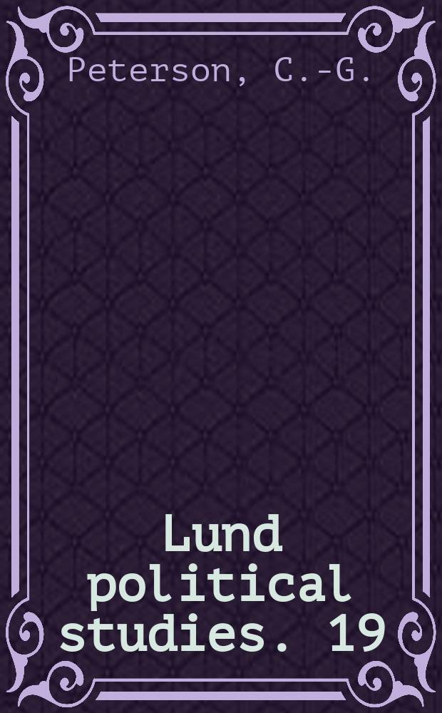 Lund political studies. 19 : Ungdom och Politik