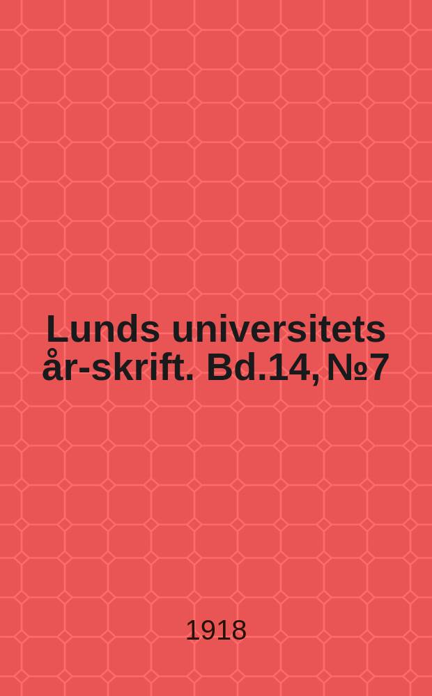 Lunds universitets års- skrift. Bd.14, №7 : Le délit de diffamation