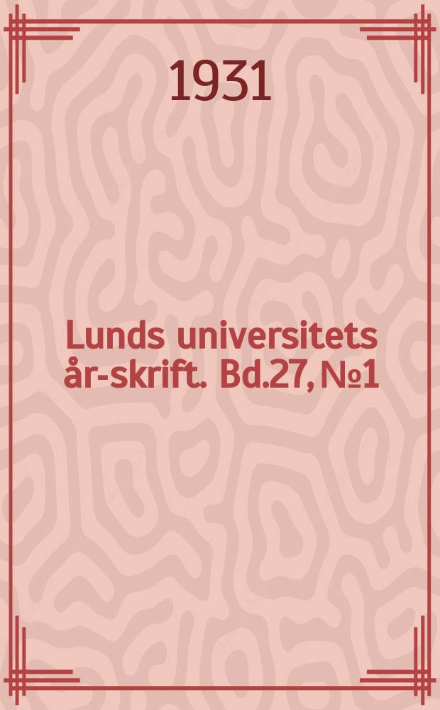 Lunds universitets &aring;rs- skrift. Bd.27, №1 : An Nasi (Koran 9, 37) in der islamischen tradition