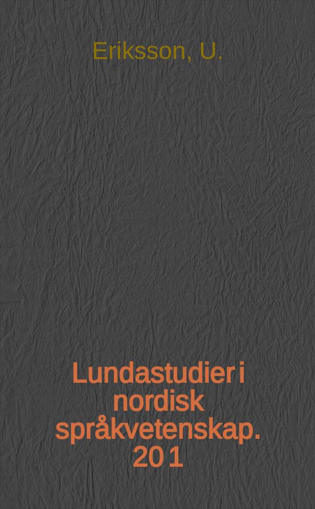 Lundastudier i nordisk språkvetenskap. 20[1] : Åselesvenska