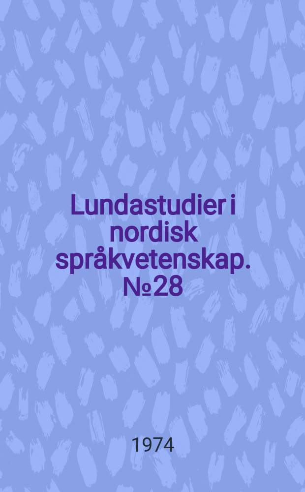 Lundastudier i nordisk språkvetenskap. №28 : Nordisk paleografi