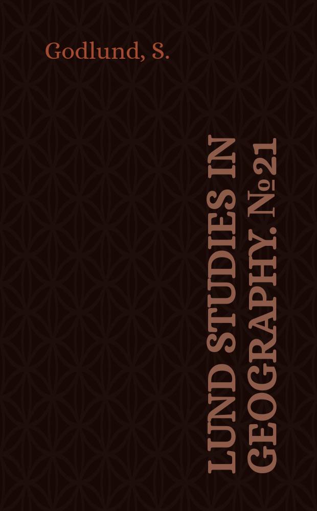 Lund studies in geography. №21 : Population, regional hospitals, transport ...
