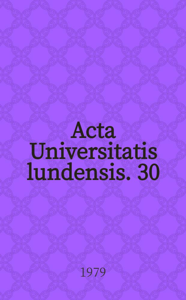 Acta Universitatis lundensis. 30 : Papers from the Fifth Scandinavian conference of linguistics Frostavallen, April 27-29 1979