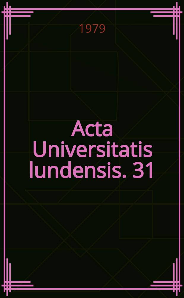 Acta Universitatis lundensis. 31 : Papers from the Fifth Scandinavian conference of linguistics Frostavallen, April 27-29 1979