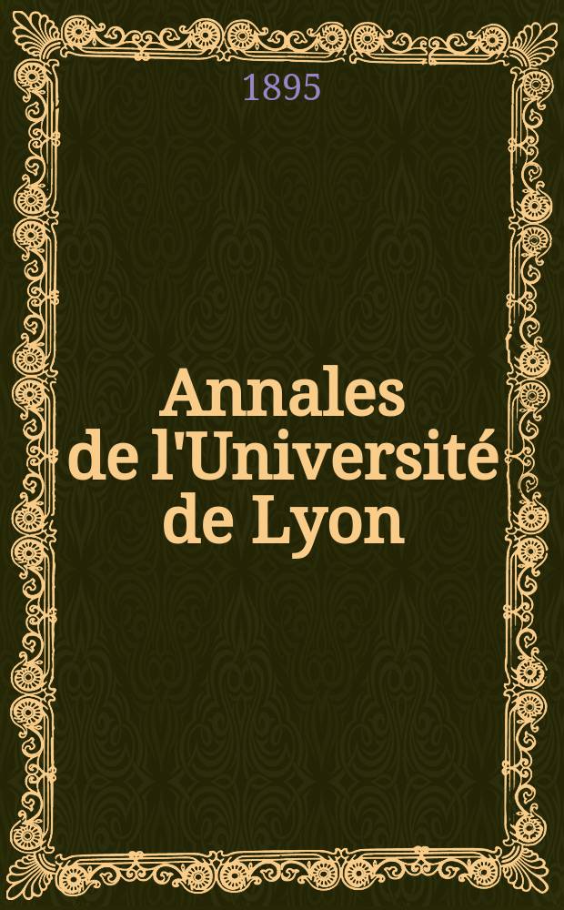 Annales de l'Université de Lyon