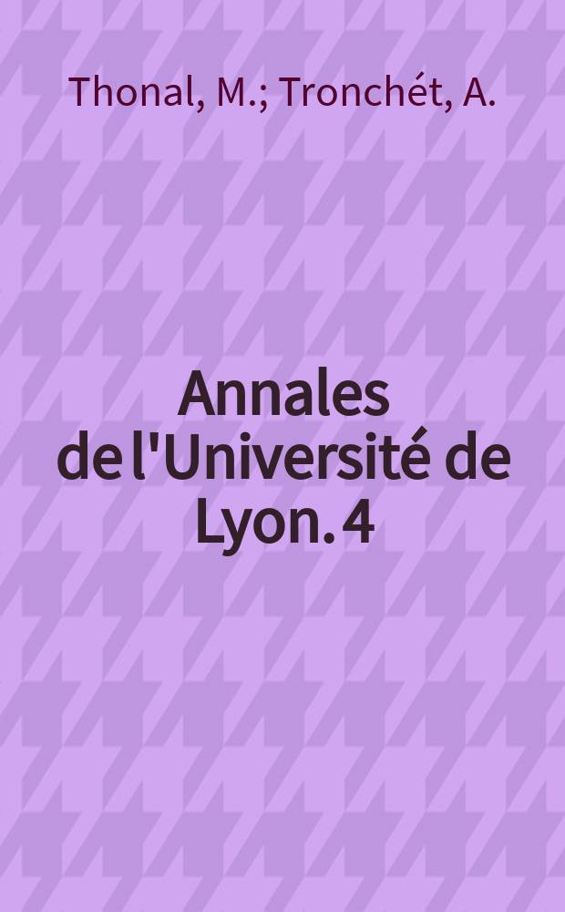 Annales de l'Université de Lyon. 4 : Conocoryphidae languedociens. Sur l'existence de concordances dans les variations de cote de hauteur, de rayon effectif et de vitesse au cours de la nutation révolutive des vrilles