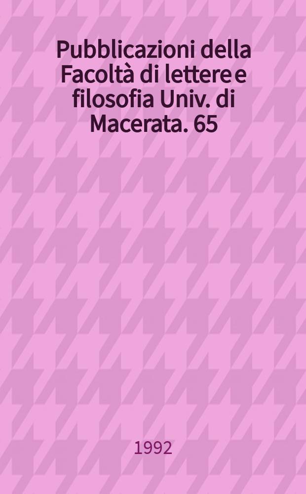 Pubblicazioni della Facolt&agrave; di lettere e filosofia Univ. di Macerata. 65 : Studi in memoria di Giovanni Allegra