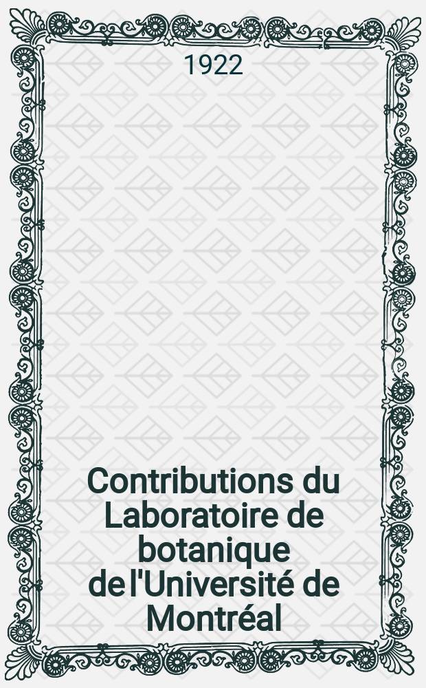 Contributions du Laboratoire de botanique de l'Université de Montréal