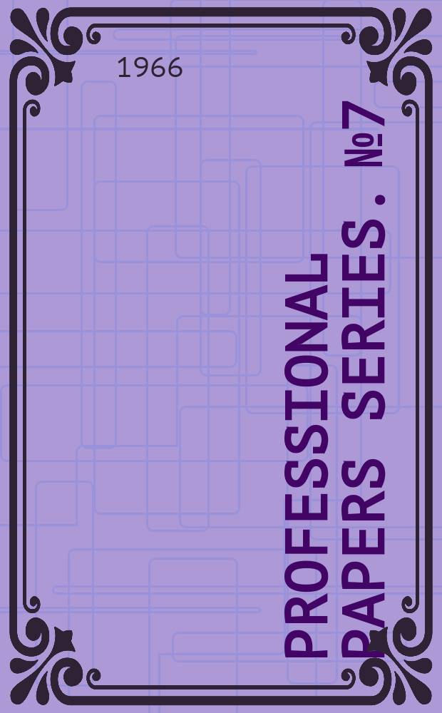 Professional papers series. №7 : The suitability of sea-water for the survival and growth...