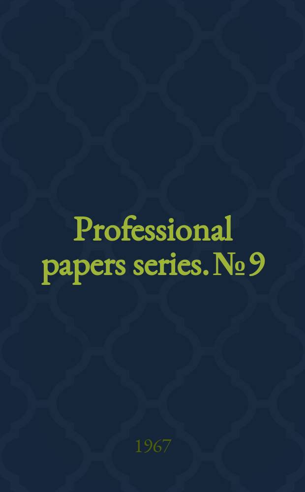 Professional papers series. №9 : Red tide studies pinel as to collier counties, 1963-1966