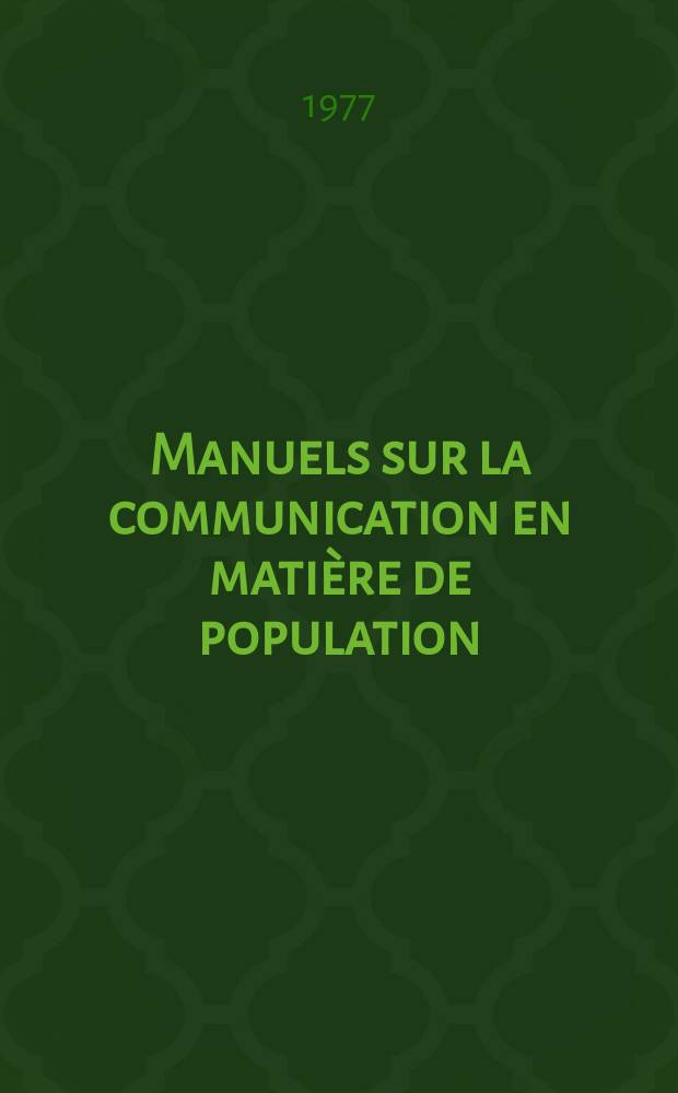 Manuels sur la communication en matière de population
