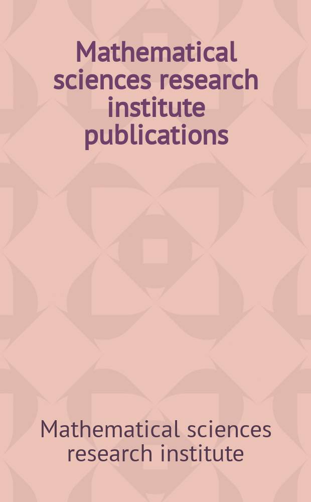 Mathematical sciences research institute publications