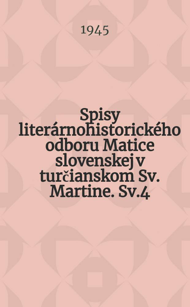 Spisy literárnohistorického odboru Matice slovenskej v turčianskom Sv. Martine. Sv.4 : Andrej Sytniansky v slovenskej literatúre sedemdesiatych rokov XIX stóre čia