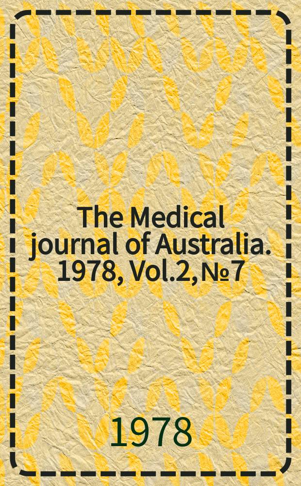 The Medical journal of Australia. 1978, Vol.2, №7 : (Book review supplement)