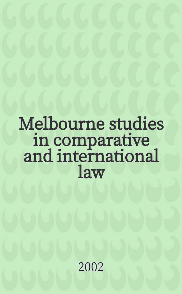 Melbourne studies in comparative and international law