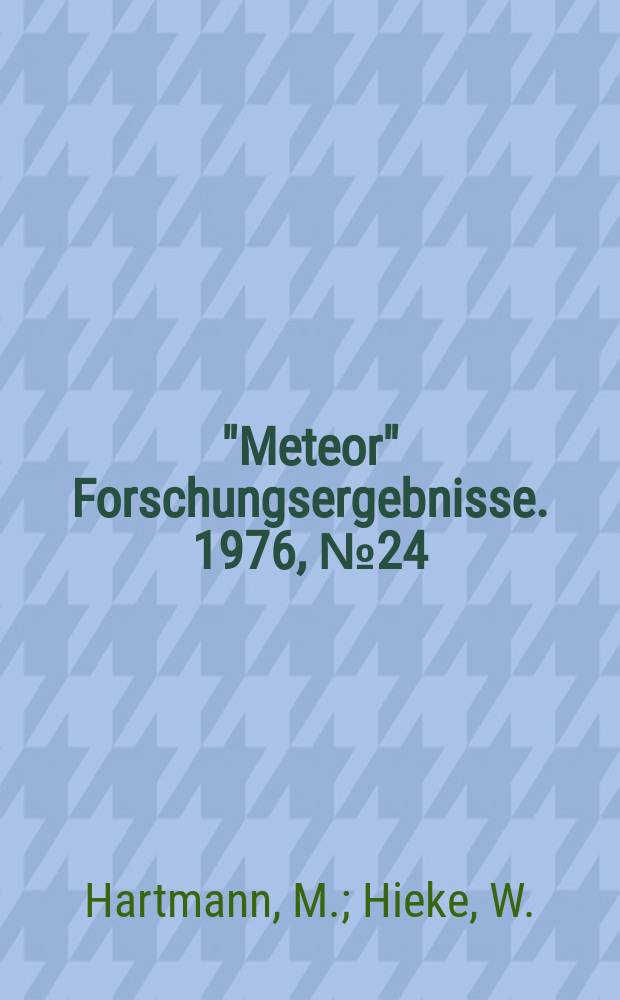 "Meteor" Forschungsergebnisse. 1976, №24 : Chemistry of Late Quaternary sediments .... Problems of East Mediterranean Late Quaternary stratigraphy