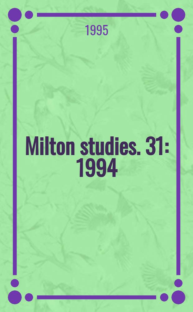 Milton studies. 31 : 1994