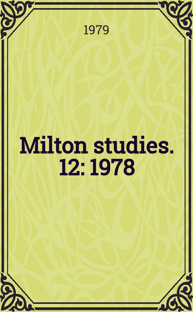 Milton studies. 12 : 1978