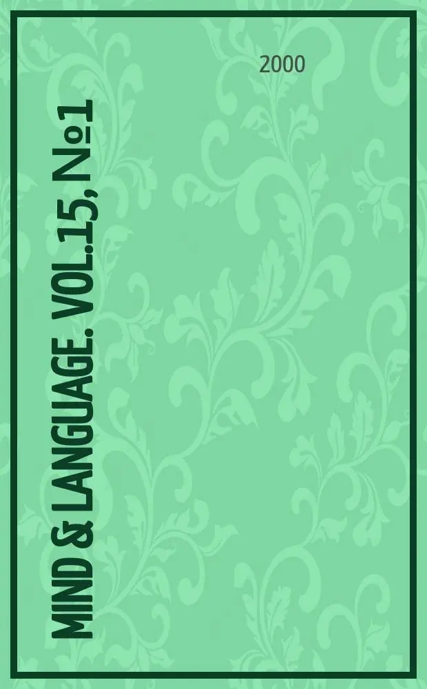 Mind & language. Vol.15, №1