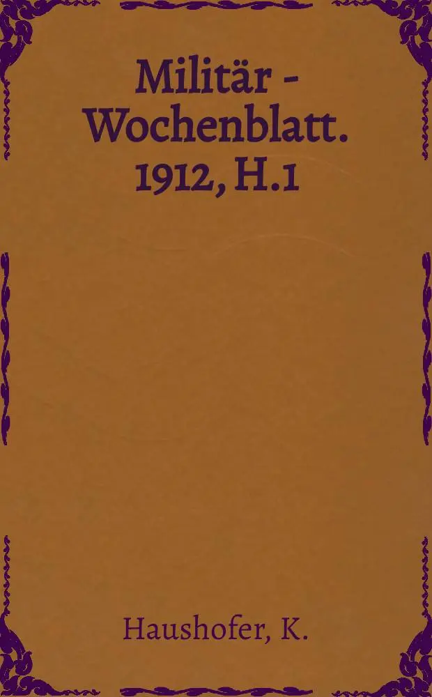Milit&auml;r - Wochenblatt. 1912, H.1 : Eine japanische Winter&uuml;bung