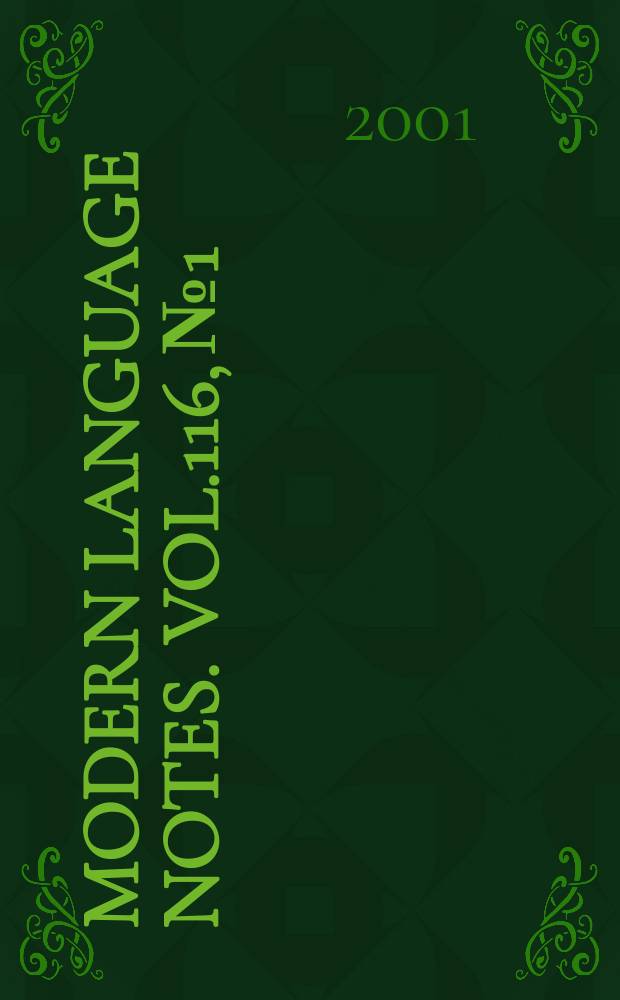 Modern language notes. Vol.116, №1