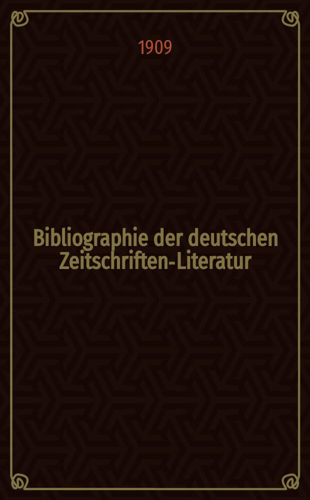 Bibliographie der deutschen Zeitschriften-Literatur : Alphabetisches nach Schlagworten sachlich geordnetes Verzeichnis, von... Aufs&auml;tzen, die w&auml;hrend des Jahres in... zumeist wissenschaftlichen Zeitschriften deutscher Zunge erschienen sind. Bd. 23A