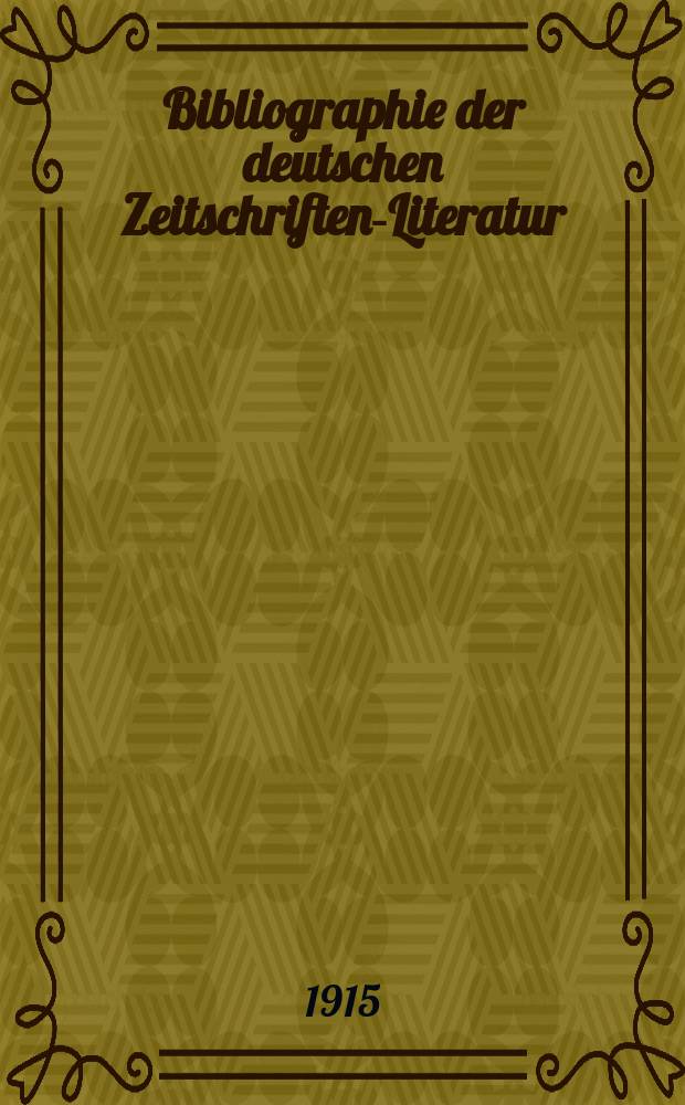 Bibliographie der deutschen Zeitschriften-Literatur : Alphabetisches nach Schlagworten sachlich geordnetes Verzeichnis, von... Aufs&auml;tzen, die w&auml;hrend des Jahres in... zumeist wissenschaftlichen Zeitschriften deutscher Zunge erschienen sind. Bd. 36A