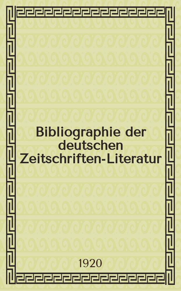 Bibliographie der deutschen Zeitschriften-Literatur : Alphabetisches nach Schlagworten sachlich geordnetes Verzeichnis, von... Aufs&auml;tzen, die w&auml;hrend des Jahres in... zumeist wissenschaftlichen Zeitschriften deutscher Zunge erschienen sind. Bd. 44A