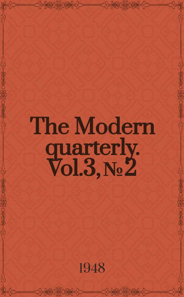 The Modern quarterly. Vol.3, №2