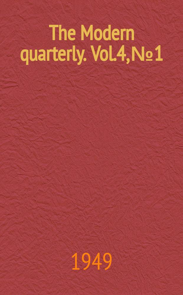 The Modern quarterly. Vol.4, №1