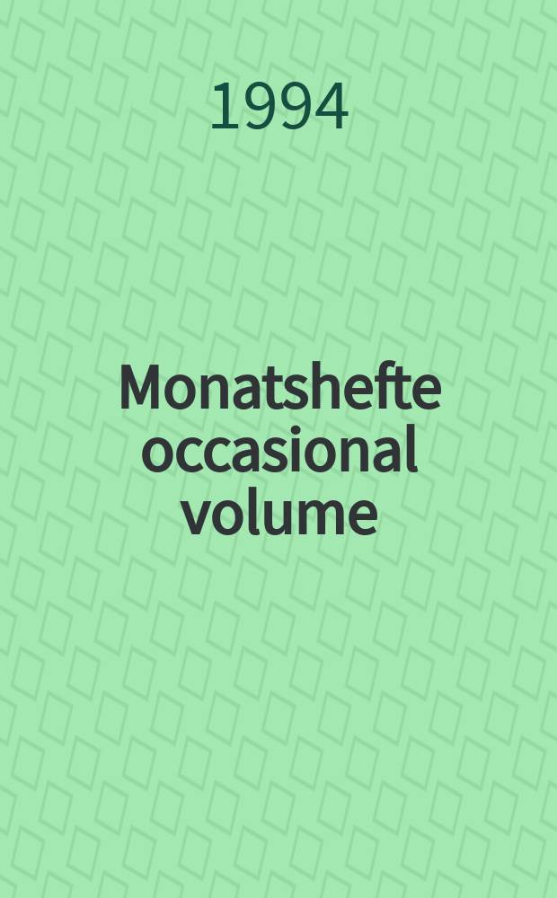 Monatshefte occasional volume : Cospons. by the Inst. of German studies, Indiana univ. №14 : High and low cultures