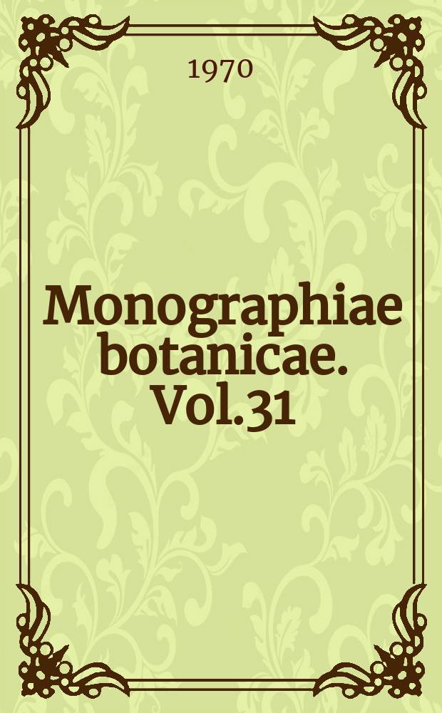 Monographiae botanicae. Vol.31 : Comparative leaf anatomy and alkaloid content in the Nymphaeaceae Bentham and Hooker